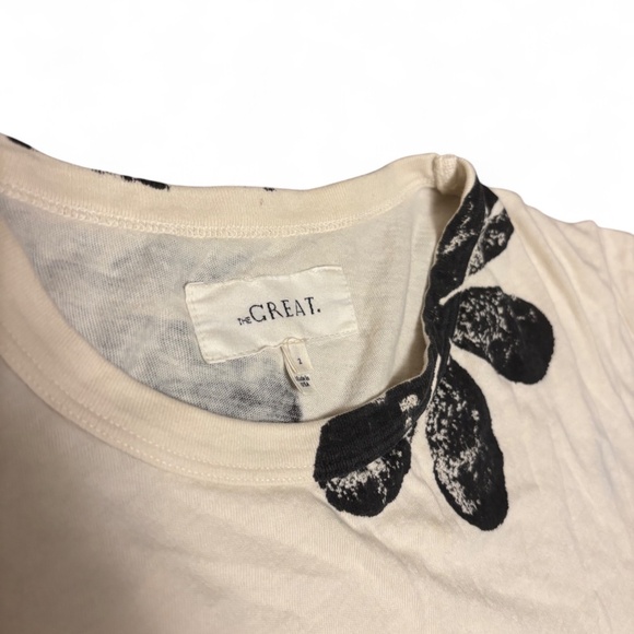 The Great cream black floral flower t shirt Size 2 (Medium) - Picture 3 of 5